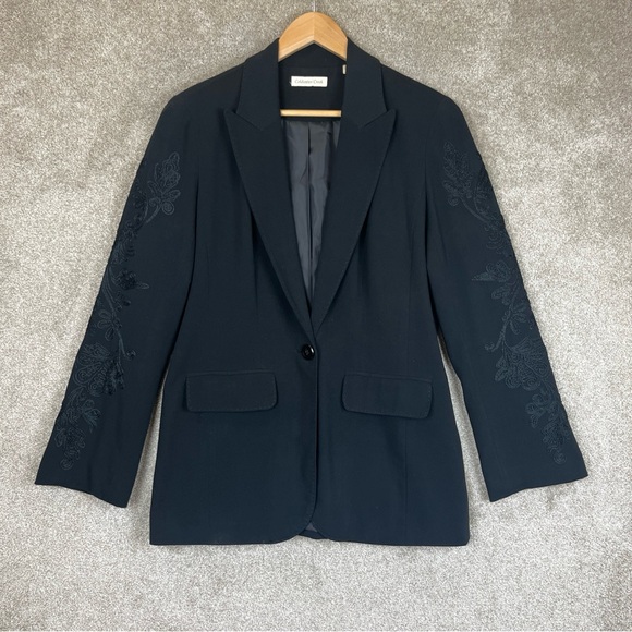 Coldwater Creek Jacket Womens 10 Black Embroidered Button Lined Blazer- 9565* - Picture 1 of 11